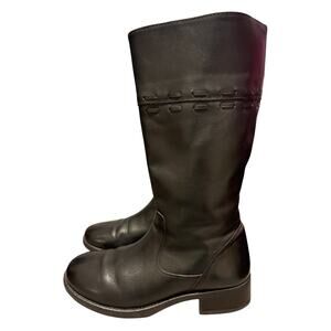 L.L.Bean Women’s Size 8 Black Leather Tall Riding Boots Side Zip Rubber Outsole